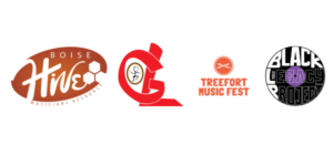 Boise Hive, Global Lounge, TreeFort Music Fest and Black Legacy Project logos 